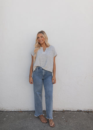 Jessa Sweater Top - Heather Grey