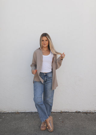 Kali Button Up Top - Mocha