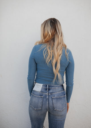 Blakely Button Top - Blue
