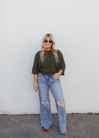 Kate Sweater Top - Olive