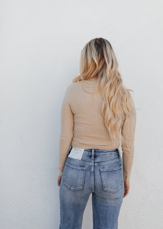 Blakely Button Top - Taupe