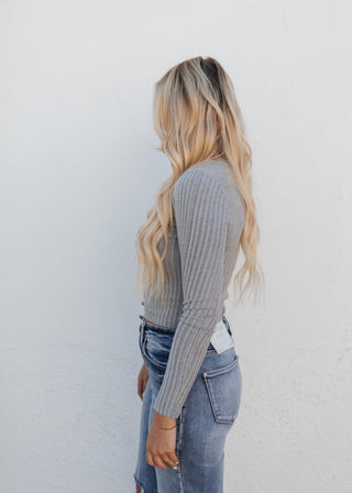 Blakely Button Top - Gray