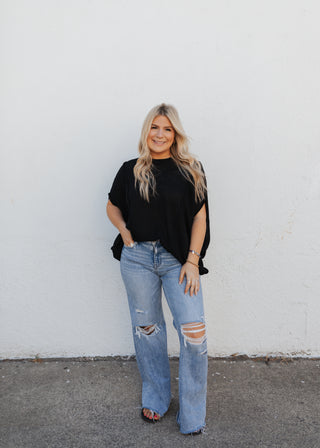 Collins Sweater Top- Black