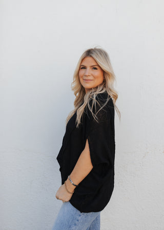 Collins Sweater Top- Black