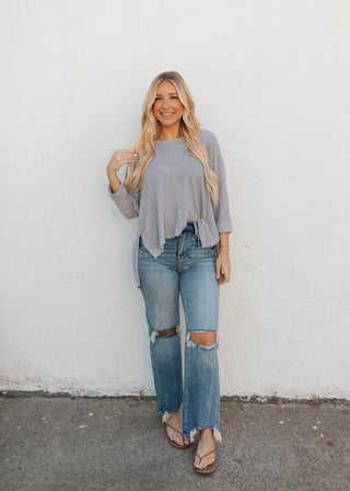 Jackie V Neck Top - Grey