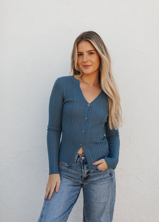 Vivian Button Top - Blue