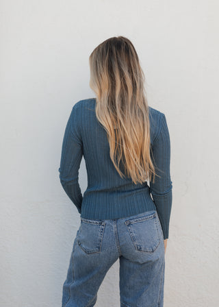 Vivian Button Top - Blue