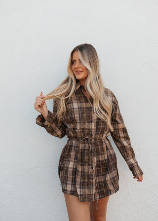 Weston Flannel Dress - Brown