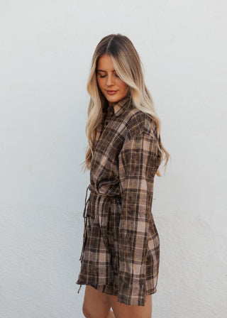 Weston Flannel Dress - Brown