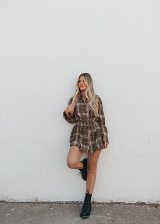 Weston Flannel Dress - Brown