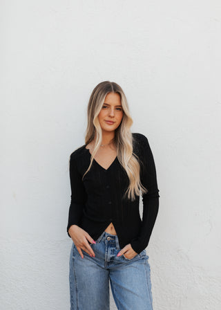 Vivian Button Top - Black