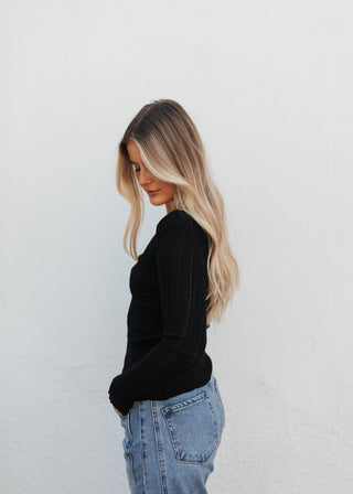Vivian Button Top - Black