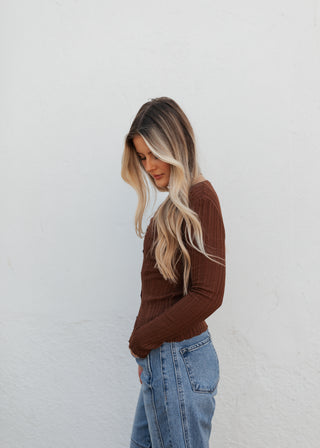 Vivian Button Top - Chestnut