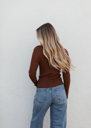 Vivian Button Top - Chestnut