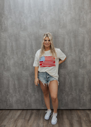 American Flag Patch Top