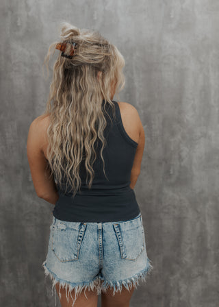 Riley Ribbed Tank - Navy