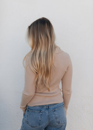 Blair Collar Top - Taupe