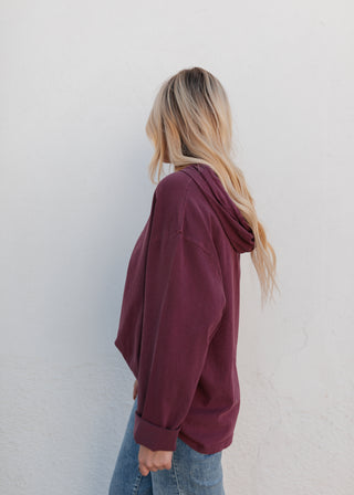 Mary Long Sleeve Hooded Top - Plum
