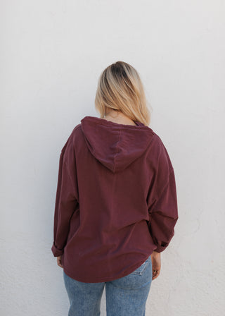 Mary Long Sleeve Hooded Top - Plum