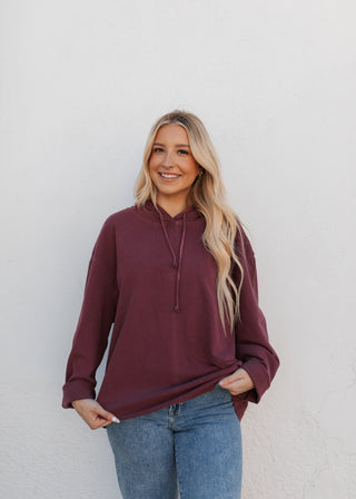 Mary Long Sleeve Hooded Top - Plum