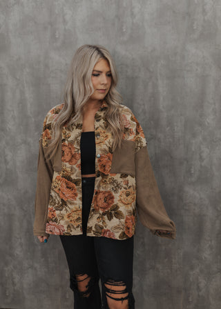 Pretty in Floral Shacket - Latte