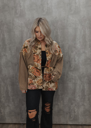 Pretty in Floral Shacket - Latte