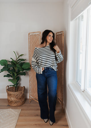 Sailor Stripe Top-Black/Cream