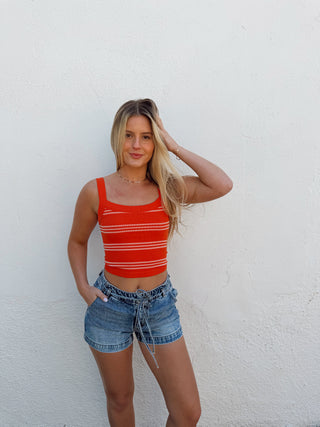 Cora Stripe Tank- Summer Fig Ivory