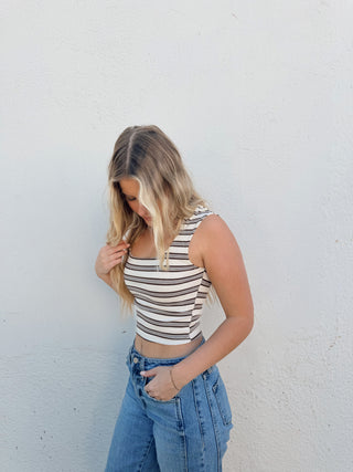 Jessa Tank- Cream/Brown