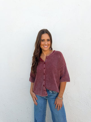Kolly Cardigan - Washed Burgundy