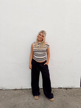 Woman modeling a striped top