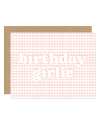 Pink Gingham Birthday Girlie Card