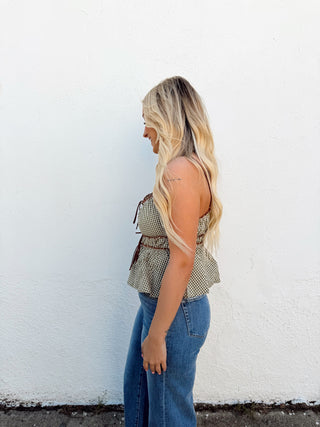 Ruth Gingham Top - Green