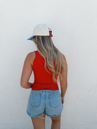 Brynn Floral Tank - Red