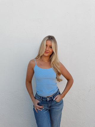 Polka Dot Tank - Light Blue