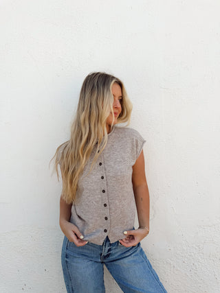 Rowan Sleeveless Cardigan - Taupe