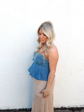 Dallas Denim Peplum Top