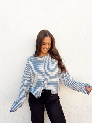 Piper Cardigan Sweater - Blue Stripe