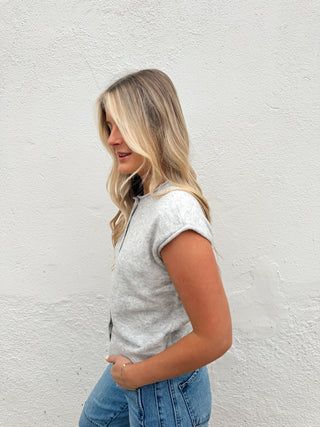 Rowan Sleeveless Cardigan - Light Grey