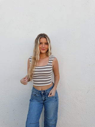 Jessa Tank- Cream/Brown
