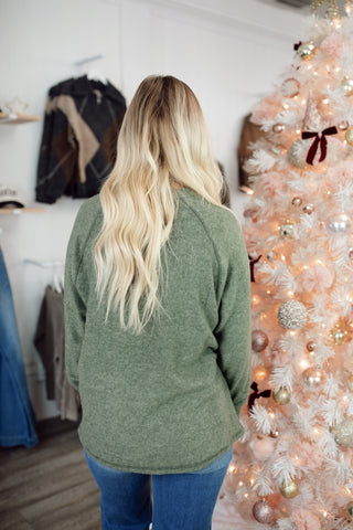 Olive Brushed Hacci Top