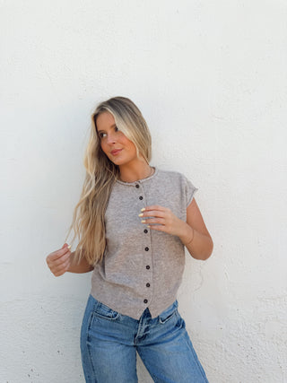 Rowan Sleeveless Cardigan - Taupe