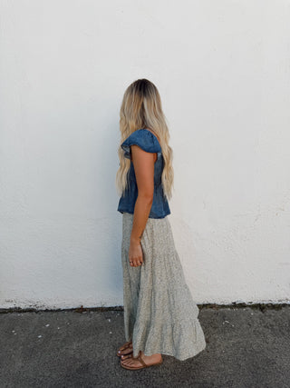 Sage Floral Skirt