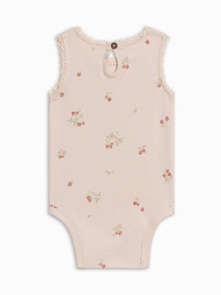 Luna Lace Tank Bodysuit - Raspberries / Shell + Mint