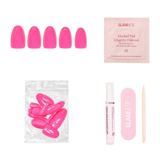 Hot Pink Press-On Nails | Solid Nails | Short Oval Length (Rooted)