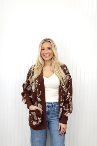 Western Cardigan - Chocolate