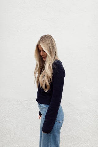 Navy Cardigan Top