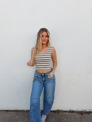 Jessa Tank- Cream/Brown