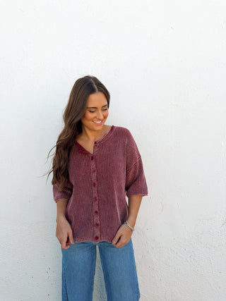Kolly Cardigan - Washed Burgundy