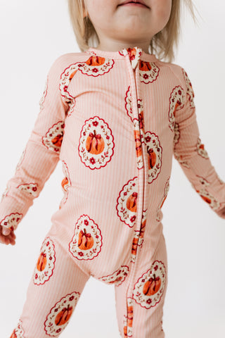 Pumpkin Blossom Zipper Romper